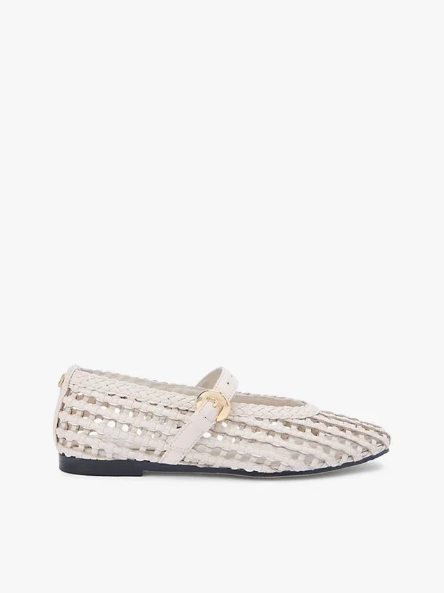 Woven Leather Mix Mary Jane Flat Woven Leather Mix Mary Jane Flat