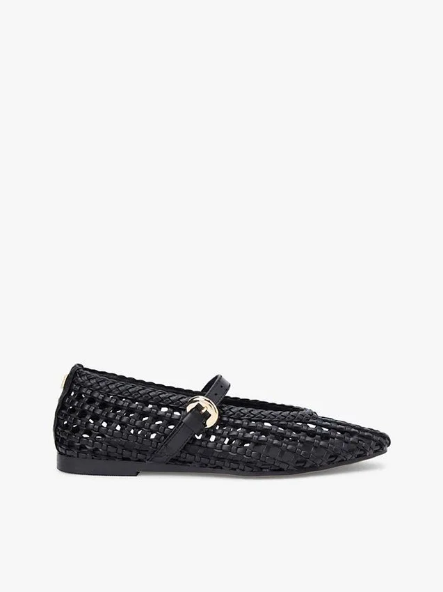 Woven Leather Mix Mary Jane Flat Woven Leather Mix Mary Jane Flat