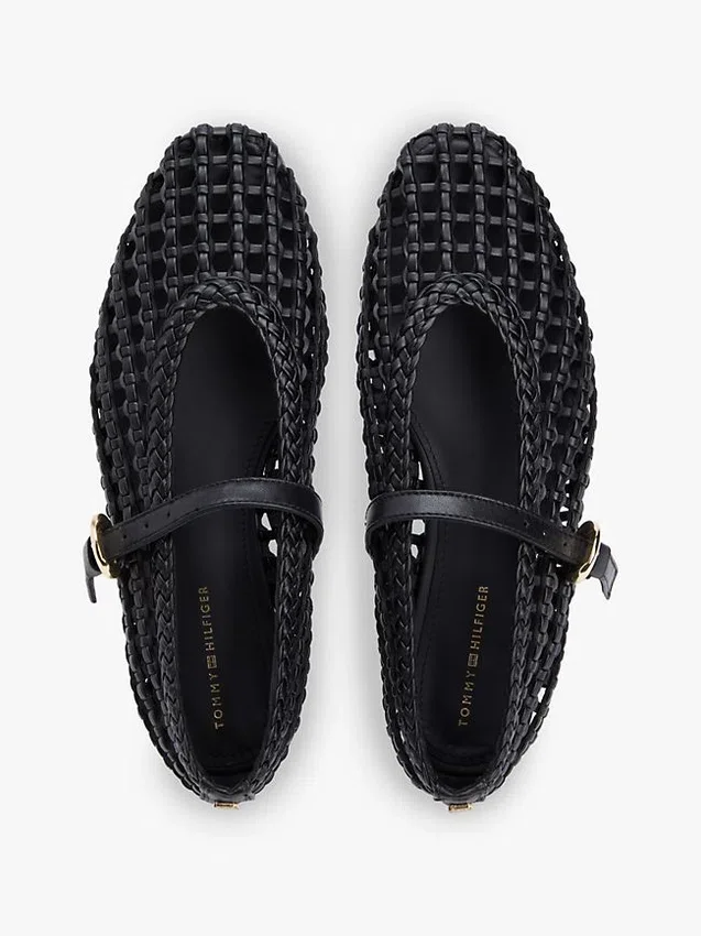 Woven Leather Mix Mary Jane Flat Woven Leather Mix Mary Jane Flat